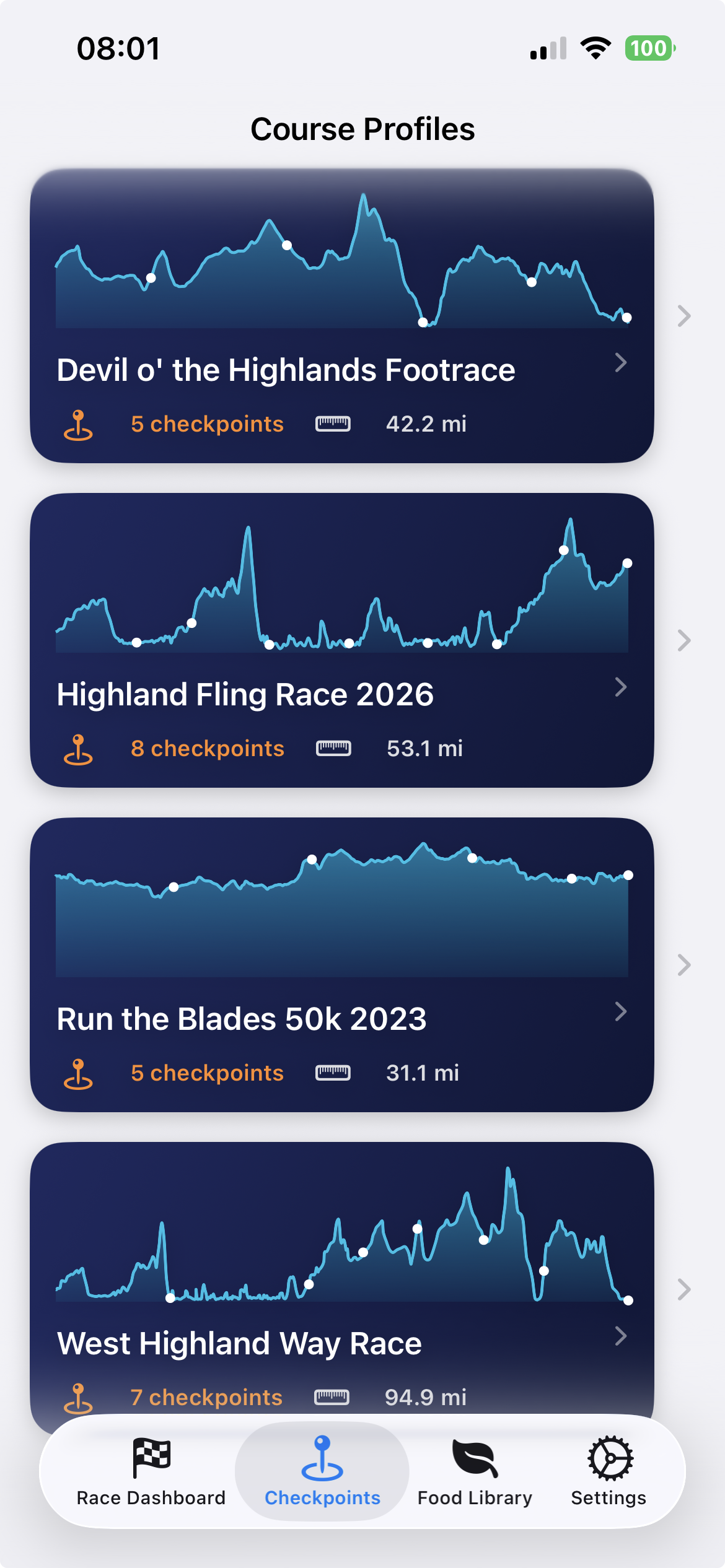 All Race Checkpoints