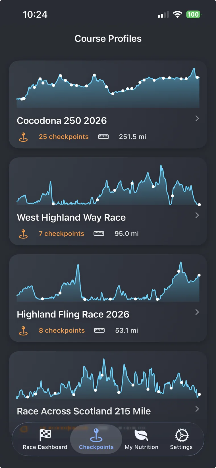 All Race Checkpoints