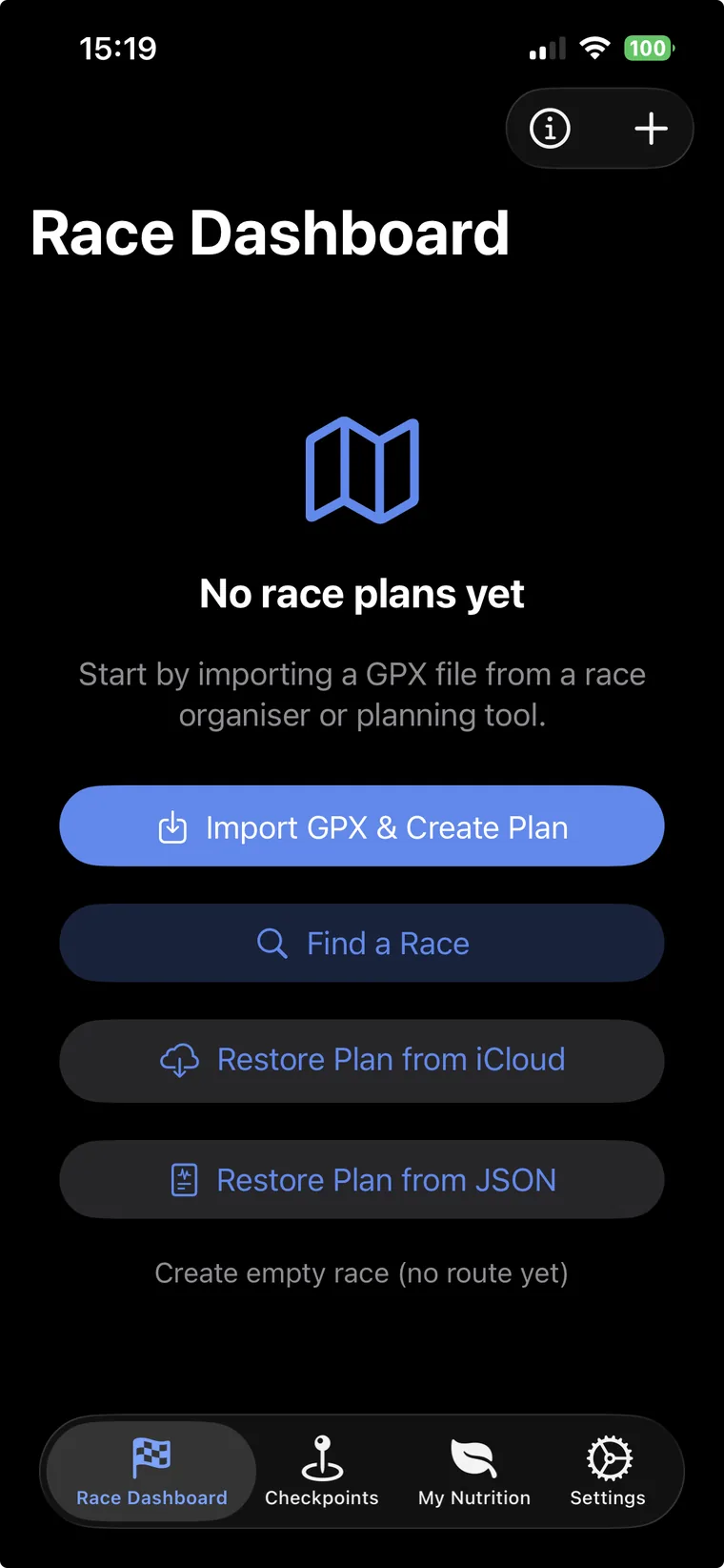 Create Race Plan