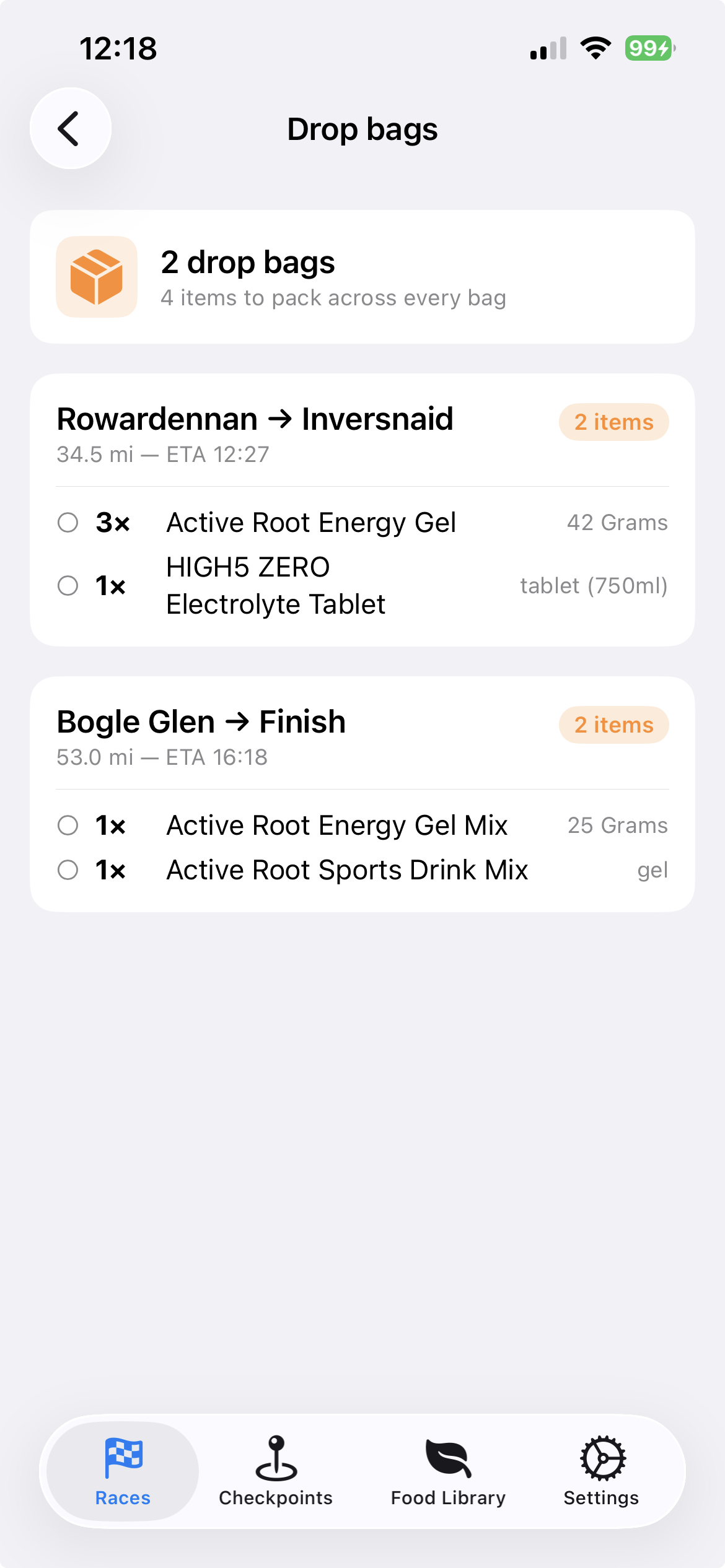 Drop bags overview