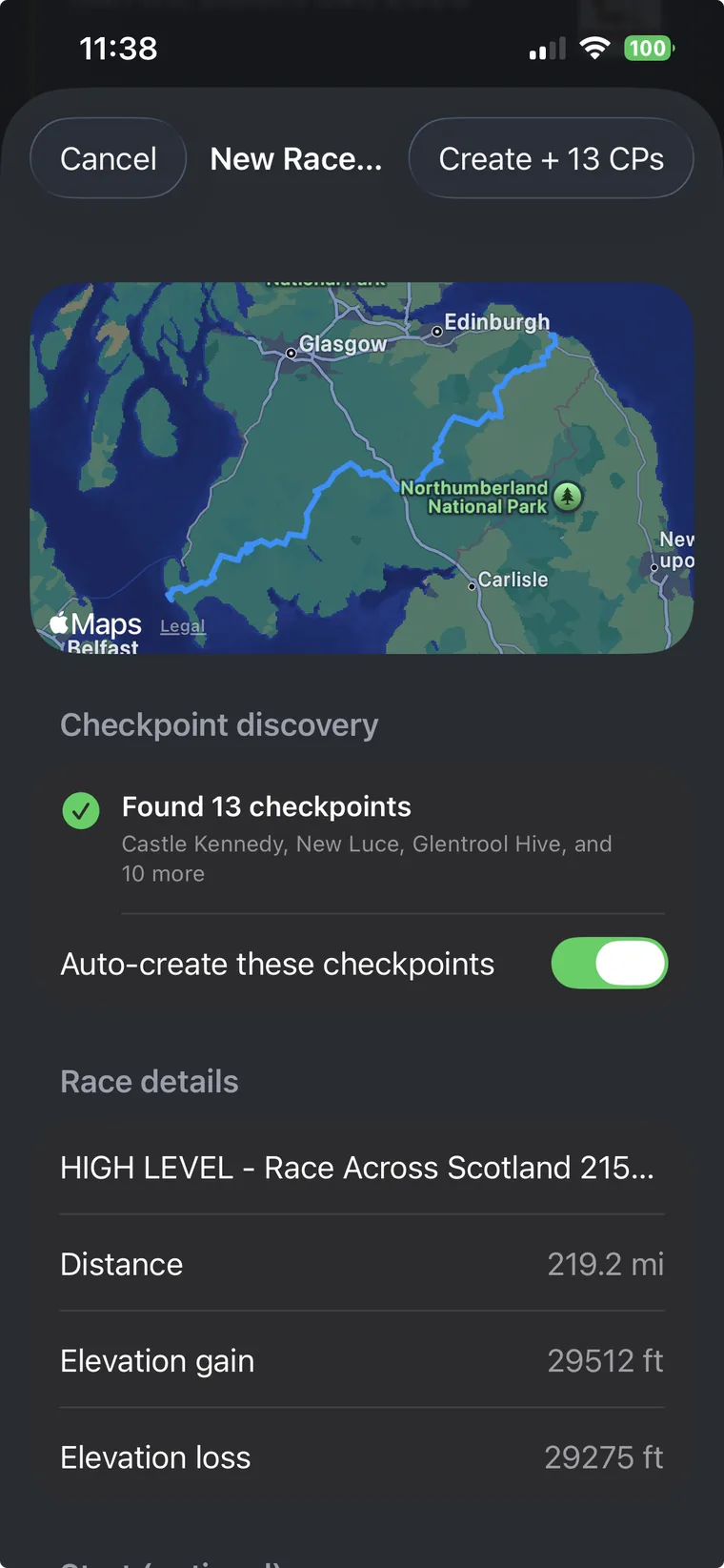 GPX automatic checkpoint discovery