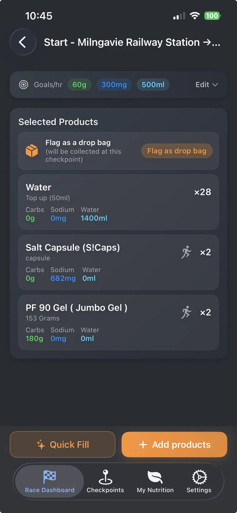 Quick Add Products catalogue with category filters