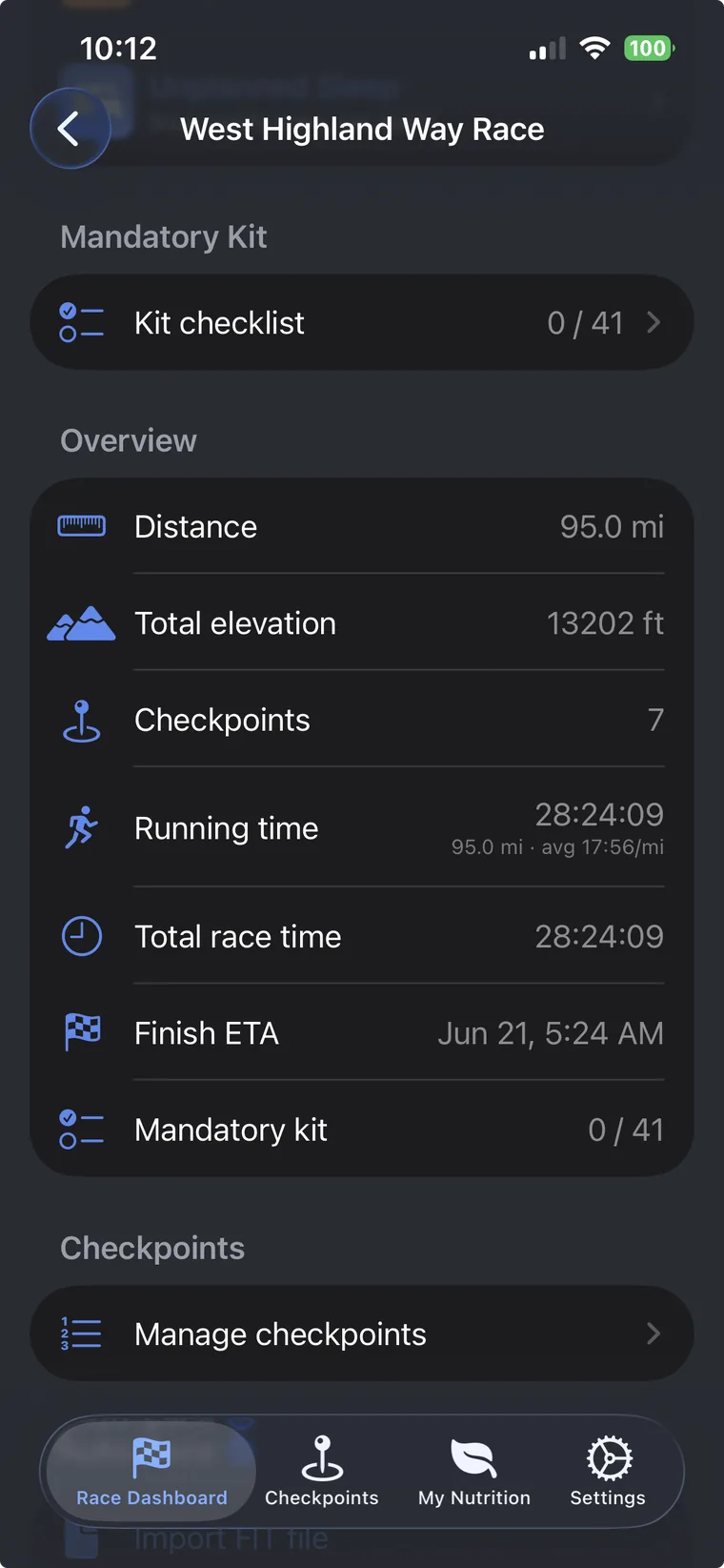 Race overview middle sections