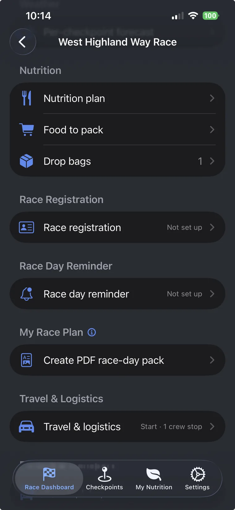 Race overview elevation and map blocks