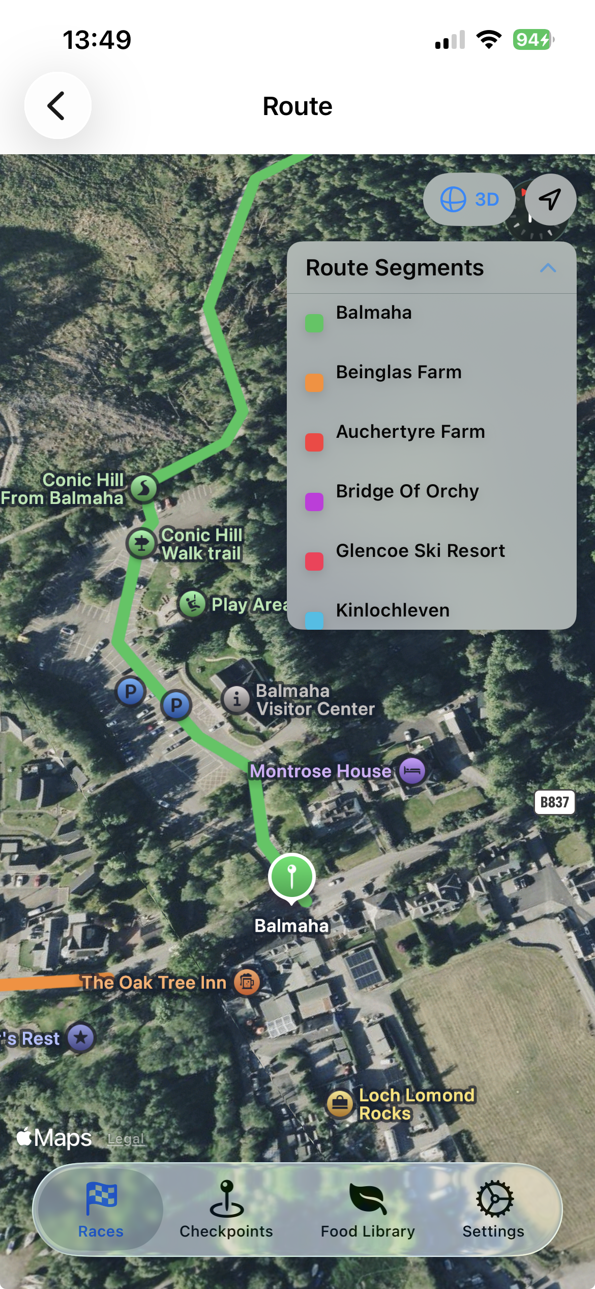 Interactive route map