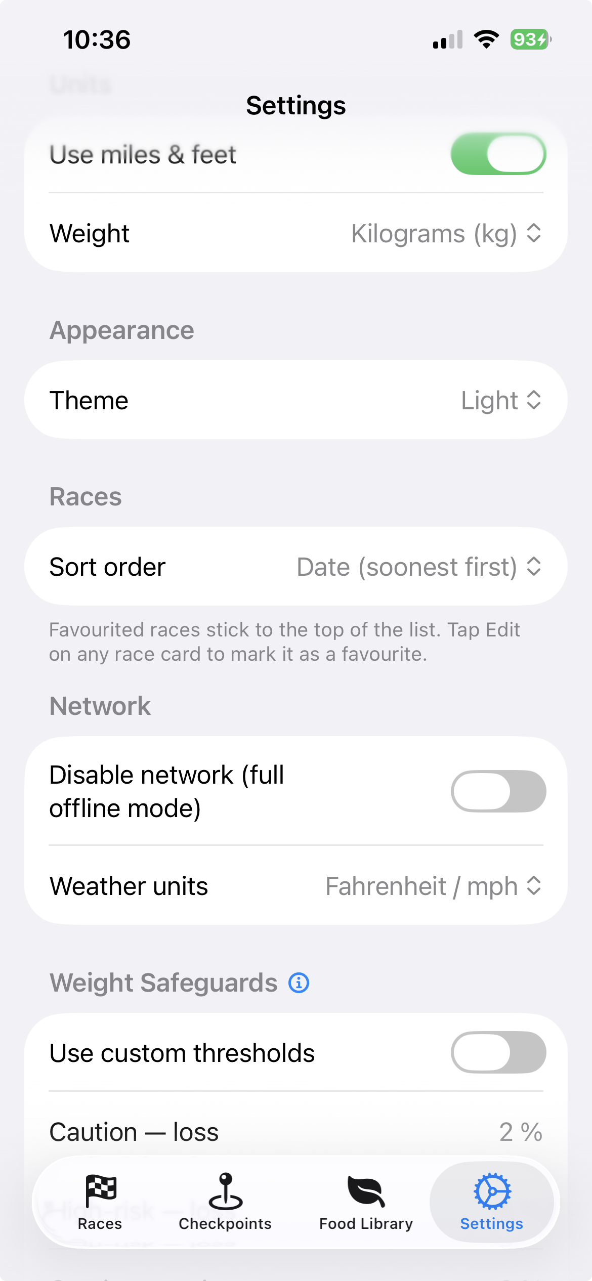 App settings