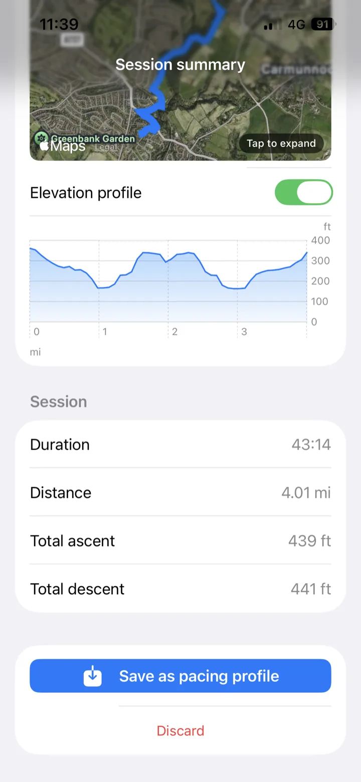 Save the recorded session as a pacing profile for race planning