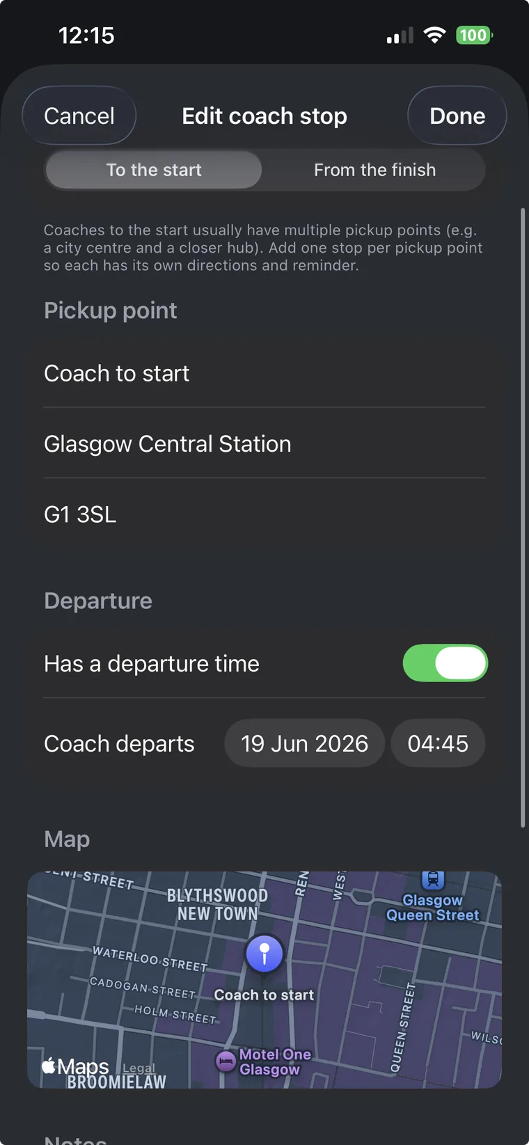 Coach stop notes and reminder
