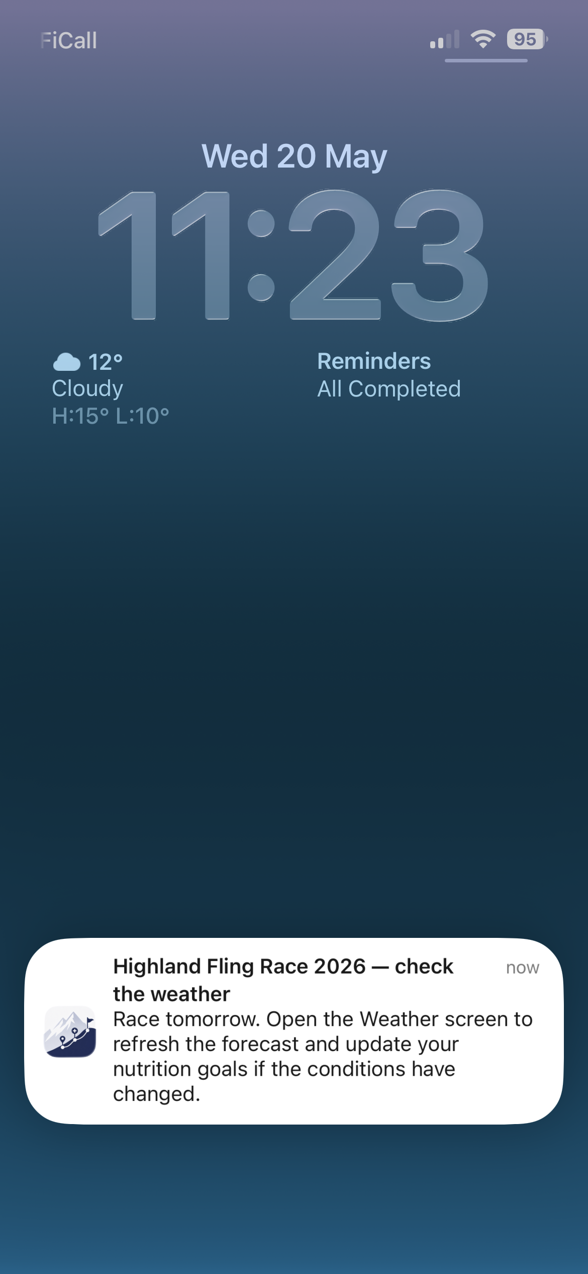 Race reminder notification